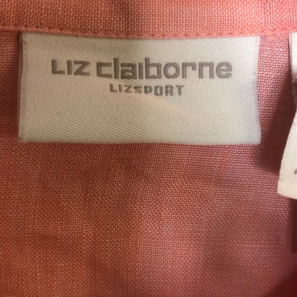 Liz Claiborne Liz Sport Pink Lagenlook 100% Linen Button Down Size Medium - Picture 5 of 9